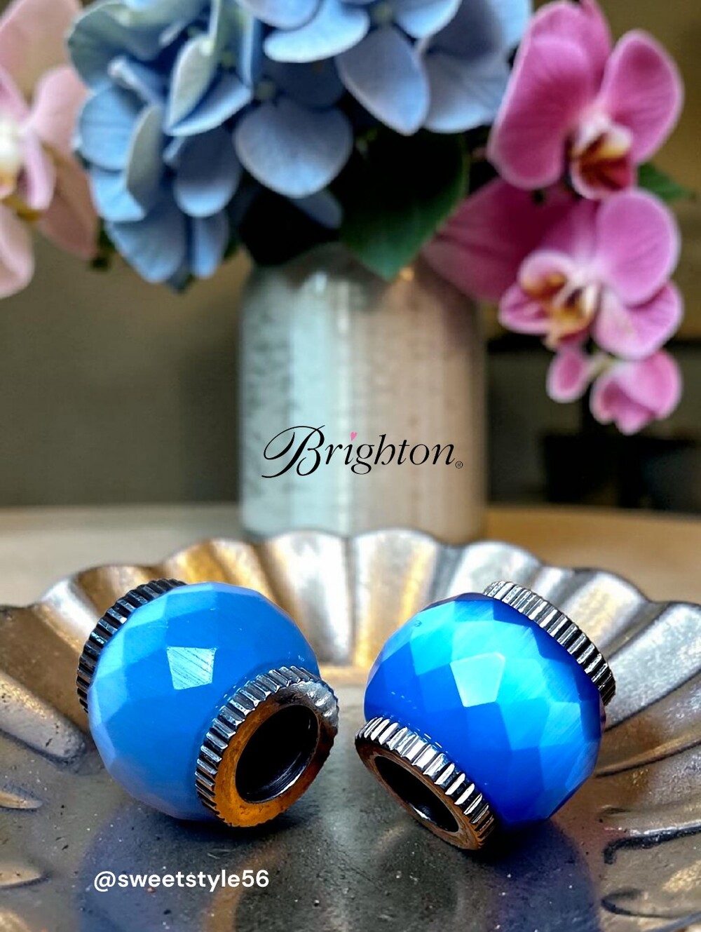 BRIGHTON Faceted Blue And Silver Slider Charms, SET OF 2!